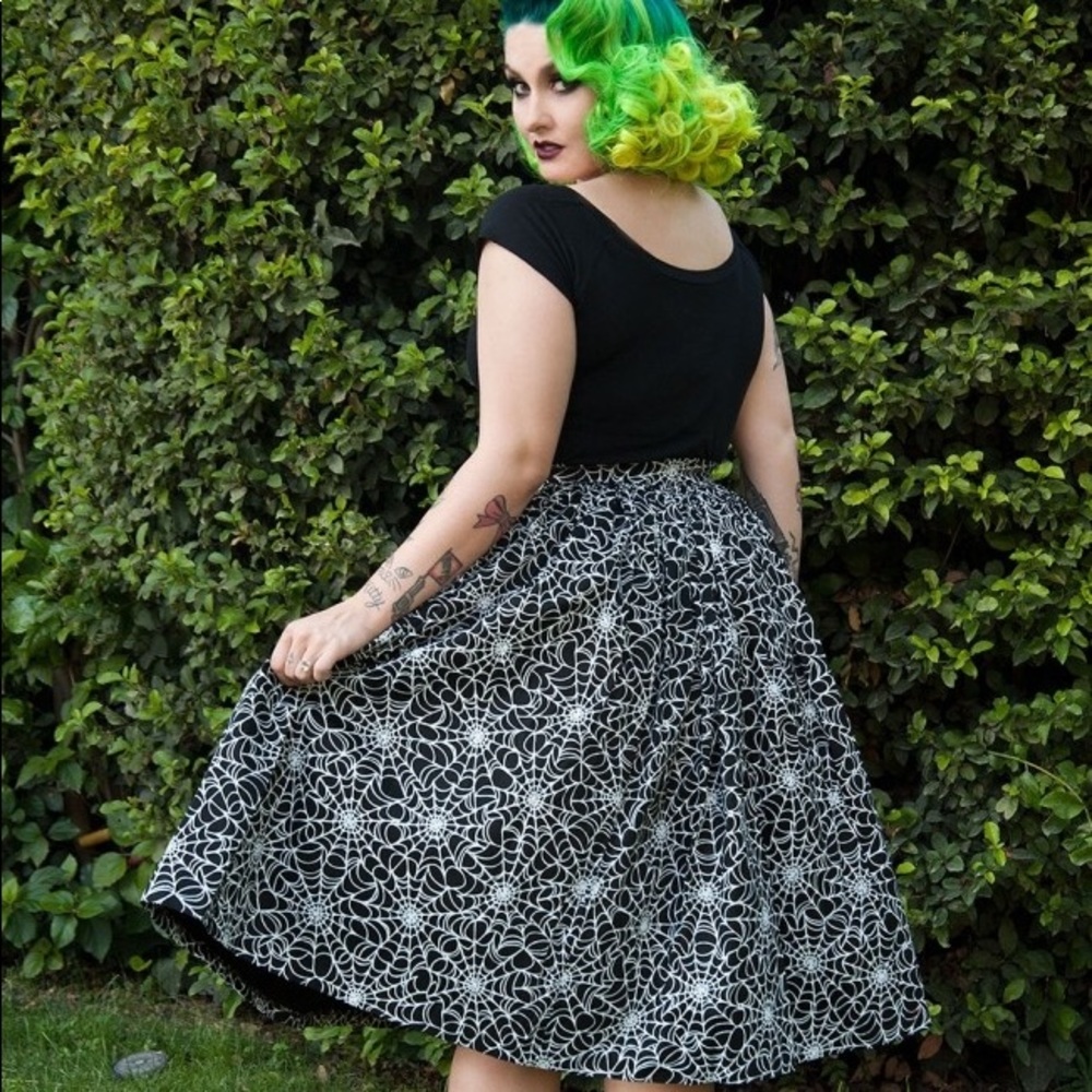 Pinup Couture Little Jun Skirt in Spiderweb Print